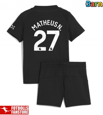 Manchester City Matheus Nunes #27 Bortatröja Barn 2025-26 Kortärmad (+ Korta byxor)